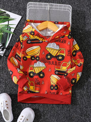 Cartoon Excavator Boys Hoodie Long Sleeve Sweatshirt