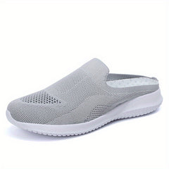 Women's Knit Mule Sneakers Slip On Comfortable Shoes Solid Color