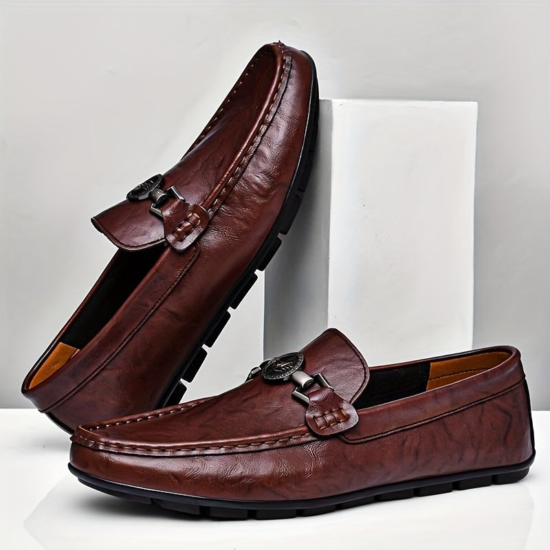 Men's Solid Loafers PU Driving Shoes Soft Sole