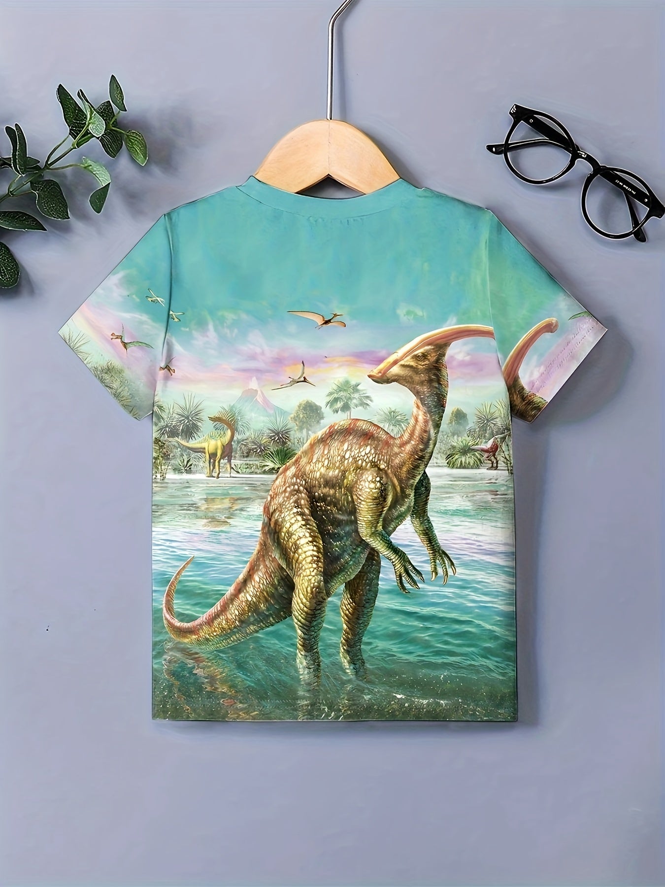 3D Dino Print Short Sleeve T shirt Kids Summer Clothes