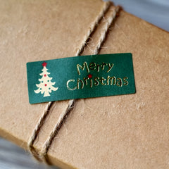 Festive Christmas Tree Red & Green Gift Stickers - Set of 50