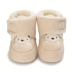 Cute Bear Baby Girl Boots Soft Warm Fleece Indoor Outdoor Walking