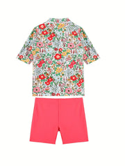 Girls' Floral Swimsuit for Summer Fun - Two Piece, Comfortable