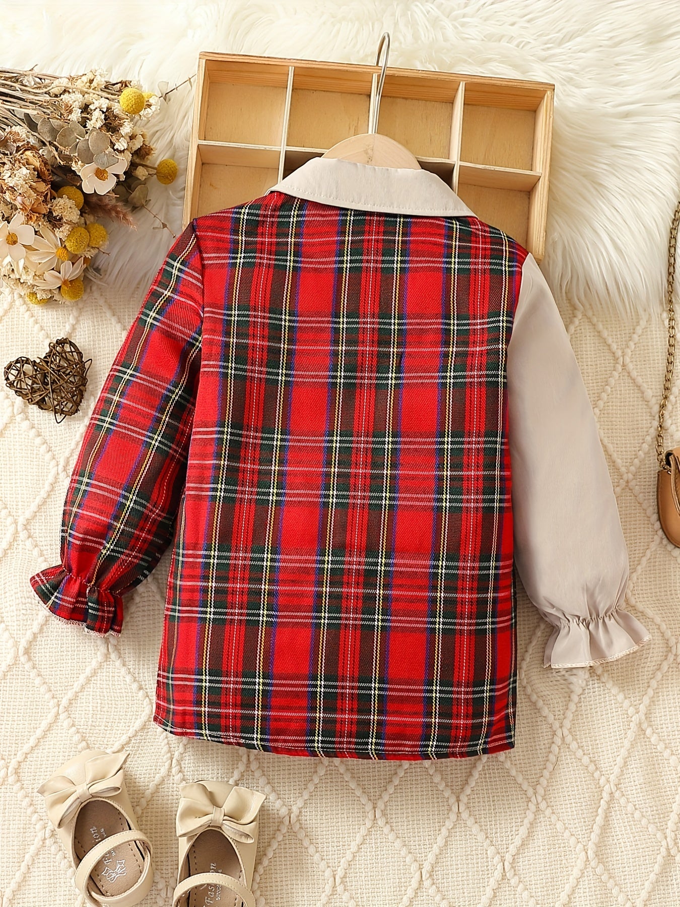 Girls Casual Plaid Shirt Top For Fall