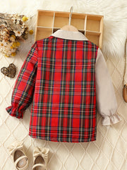 Girls Casual Plaid Shirt Top For Fall