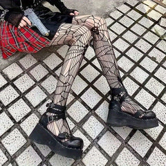 Skull Fishnet Pantyhose High Waist Stockings