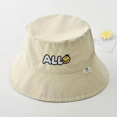 Baby Sunscreen Sun Hat Children's Basin Hat Happy Face Embroidery All-match Hat