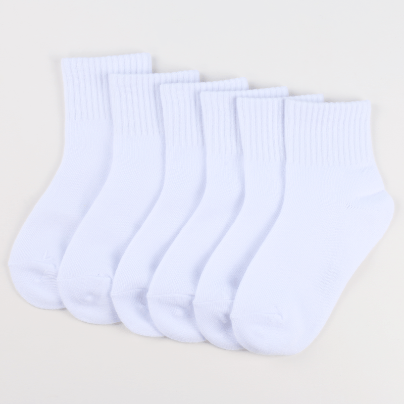 6 Pairs Boys Kids Casual Plain Socks Breathable Comfy Sports Socks