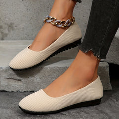 Women's Casual Striped Flat Shoes Lightweight Slip On Comfortable Shoes