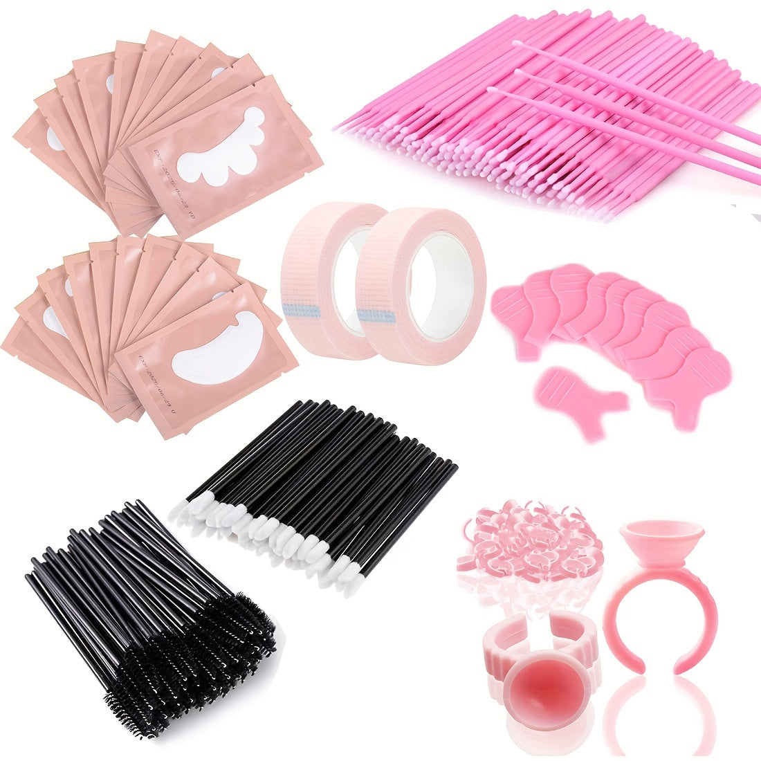 332pcs Eye Makeup Tool Set Eyelash Roll Isolation Eye Patch Tape Cup Cotton S