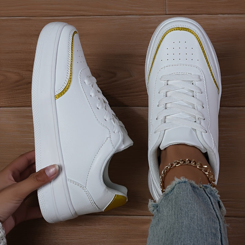 Flat Faux Leather Sneakers Wear Resistant Non Slip Shoes