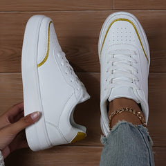 Flat Faux Leather Sneakers Wear Resistant Non Slip Shoes