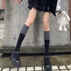 Colorblock Calf Socks College Style Knee High Socks Women's Stockings