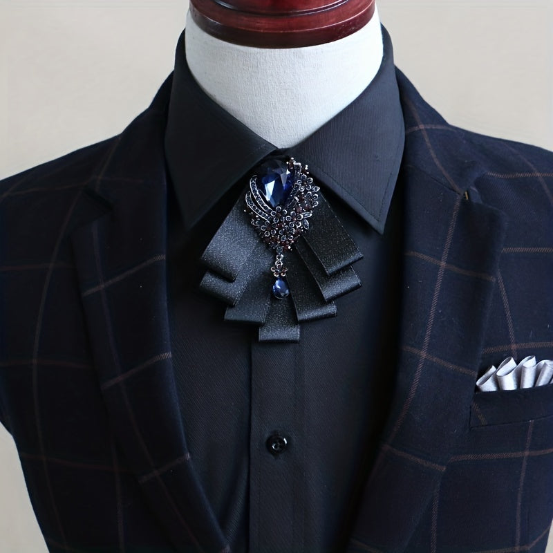 Artificial Diamond Collar Flower Men's Bow Tie Wedding Groom