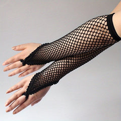 Fishnet Hollow Y2K Fingerless Gloves Gothic Costume Gloves