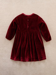 Baby Girls Lace Pleated Dress Fleece Thick Long Sleeve Dress