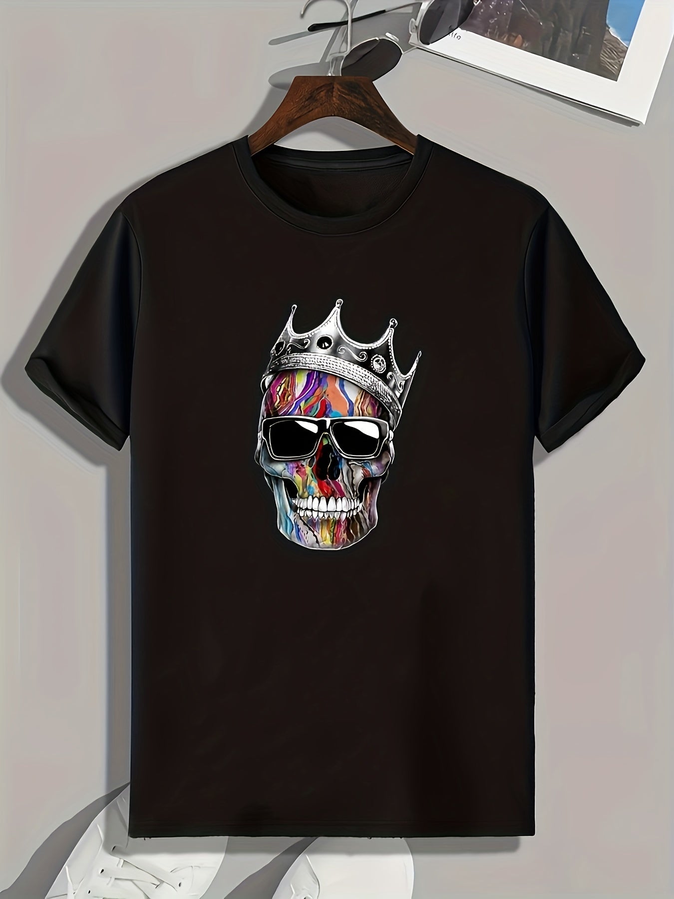 Skull Pattern Print Men's Sports T-shirt Graphic Tee Men's Summer Outdoor