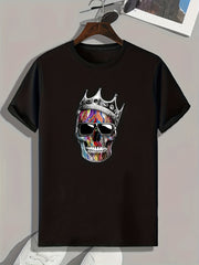 Skull Pattern Print Men's Sports T-shirt Graphic Tee Men's Summer Outdoor