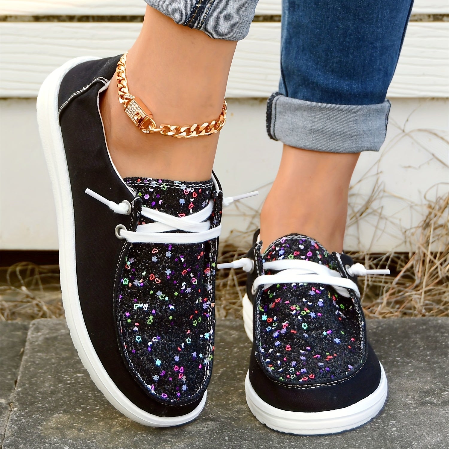 Women's Lace-Up Canvas Casual Shoes Breathable Walking Shoes