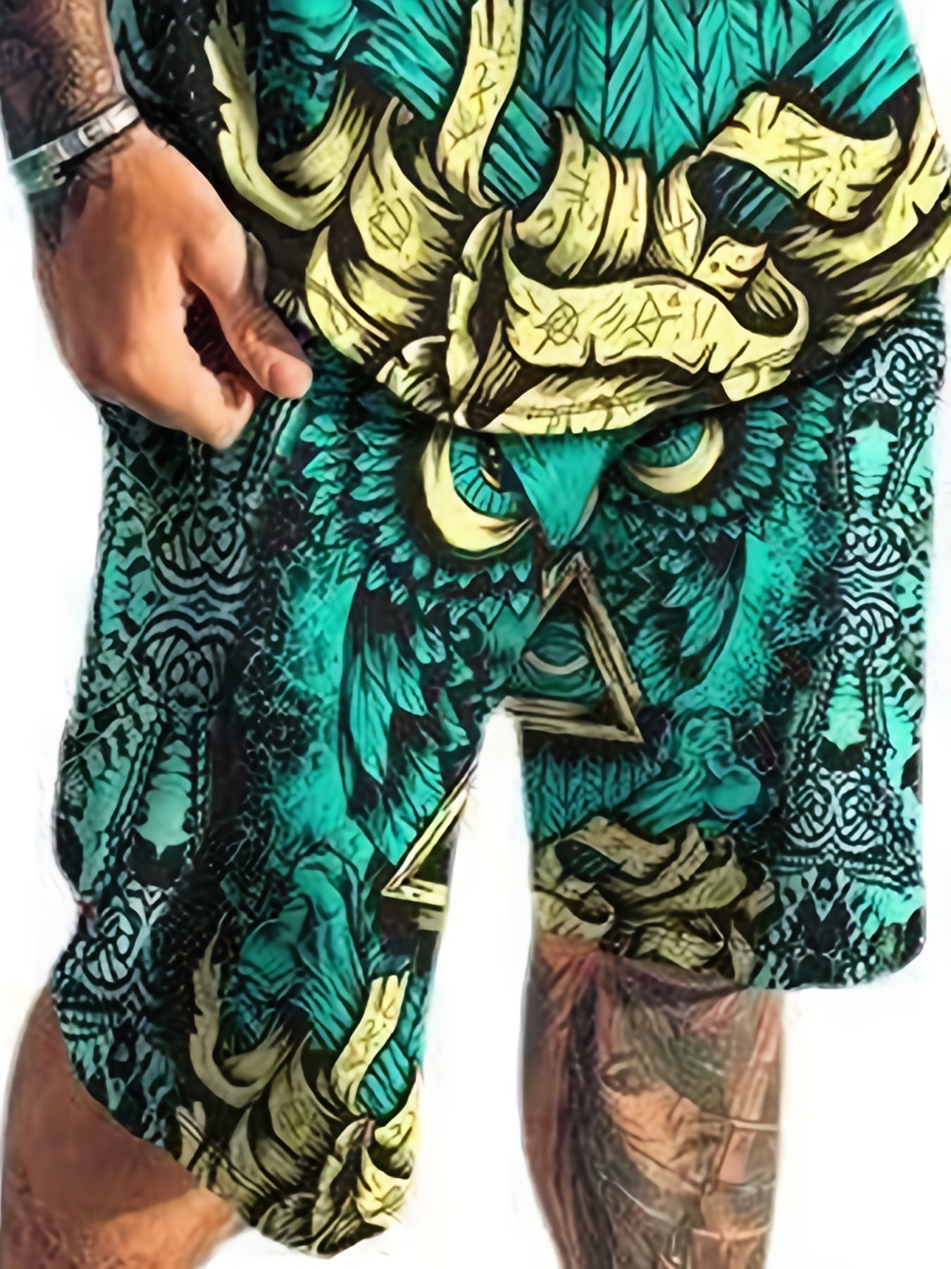 Men's Mythical Owl Graphic T shirt & Shorts For Halloween