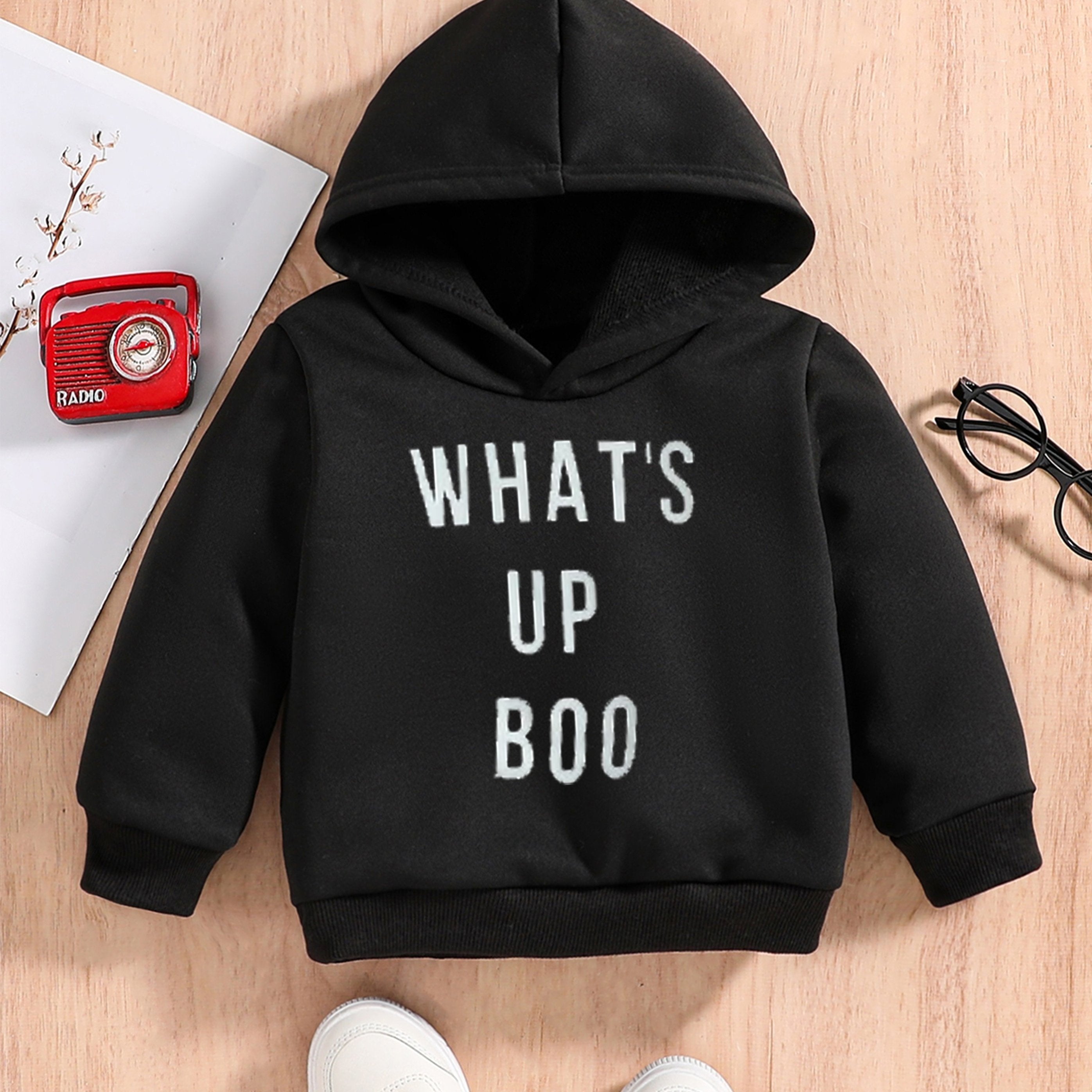 Baby Boys Halloween Hoodie WHAT'S UP BOO Graphic Sweatshirt