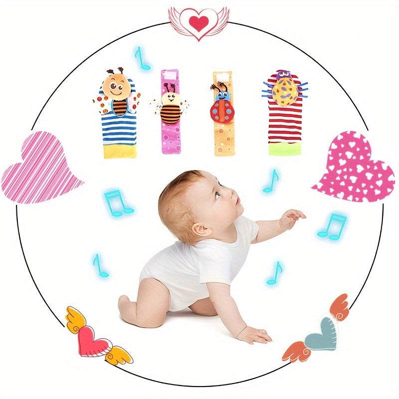 4pcs Baby Wrist Rattles Sock Toys for 0-12 Months