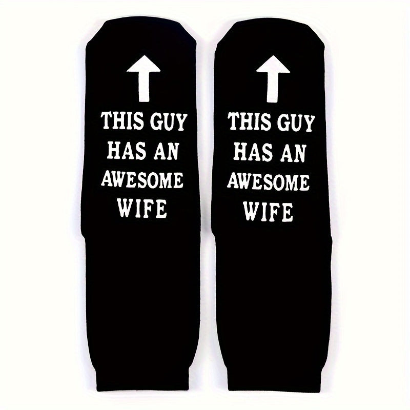 Men's Funny Novelty Socks Awesome Wife Cotton Crew Socks