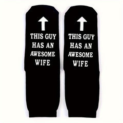 Men's Funny Novelty Socks Awesome Wife Cotton Crew Socks
