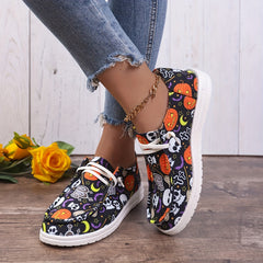 Colorful Ghost Print Low Top Walking Shoes Lightweight Non slip