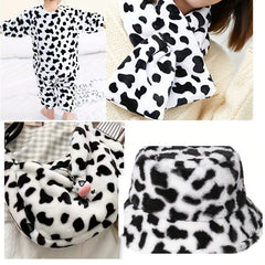 Double sided Flannel Cow Pattern Fabric Coral Velvet Handbag Pajamas