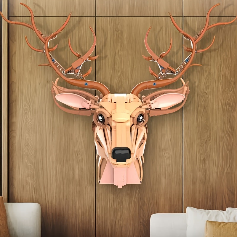 1072pcs DIY Deer Head Building Blocks Creative Animal Models Home Decor Pendants