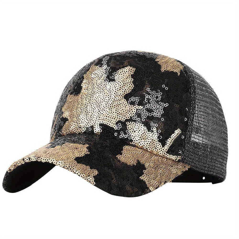 Colorful Sequin Trucker Hat Hip Hop Mesh Baseball Cap Glitter Sun Hats