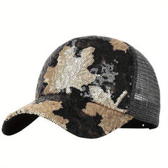 Colorful Sequin Trucker Hat Hip Hop Mesh Baseball Cap Glitter Sun Hats