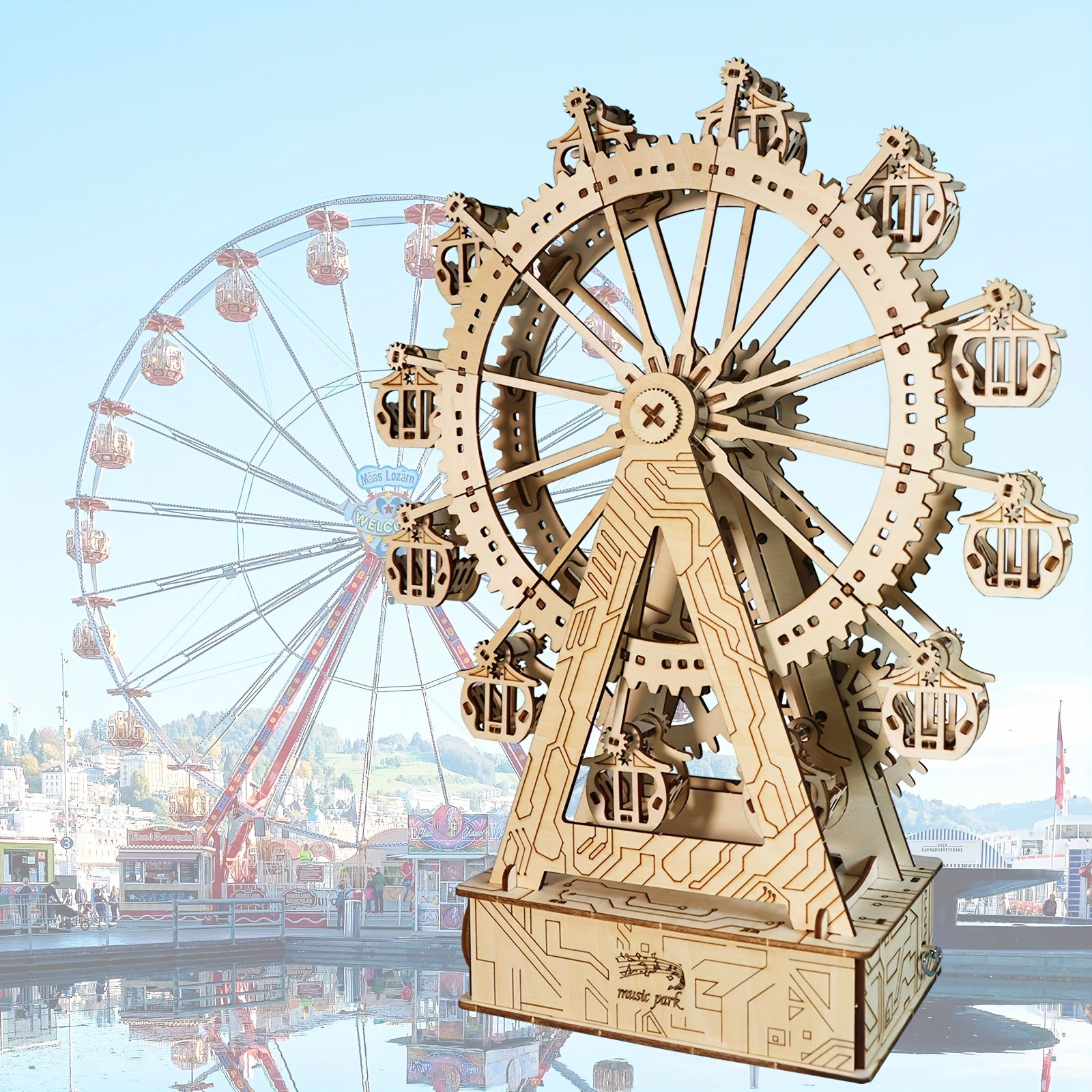 3D Wooden Puzzle Gear Ferris Wheel Music Box You Are My Sunshine