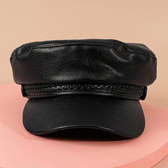 PU Leather Cap Women's Solid Hat Cap Vintage Hats For Weddings Chrismas Year