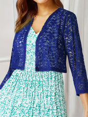 Flower Pattern Lace Open Front Top for Women