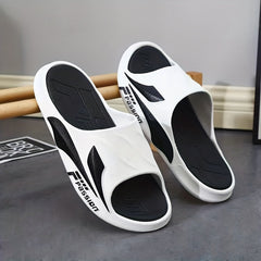 Men's Non Slip Slides Casual Slippers Open Toe for Indoor Outdoor Beach Shower
