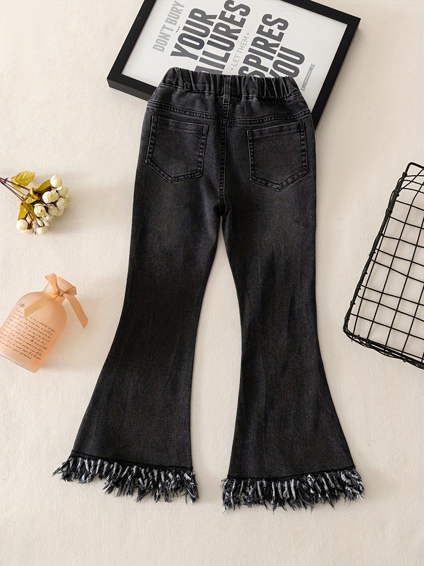 Girls Flared Tassel Jeans Denim Pants for Summer Kids