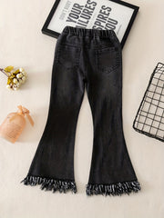 Girls Flared Tassel Jeans Denim Pants for Summer Kids