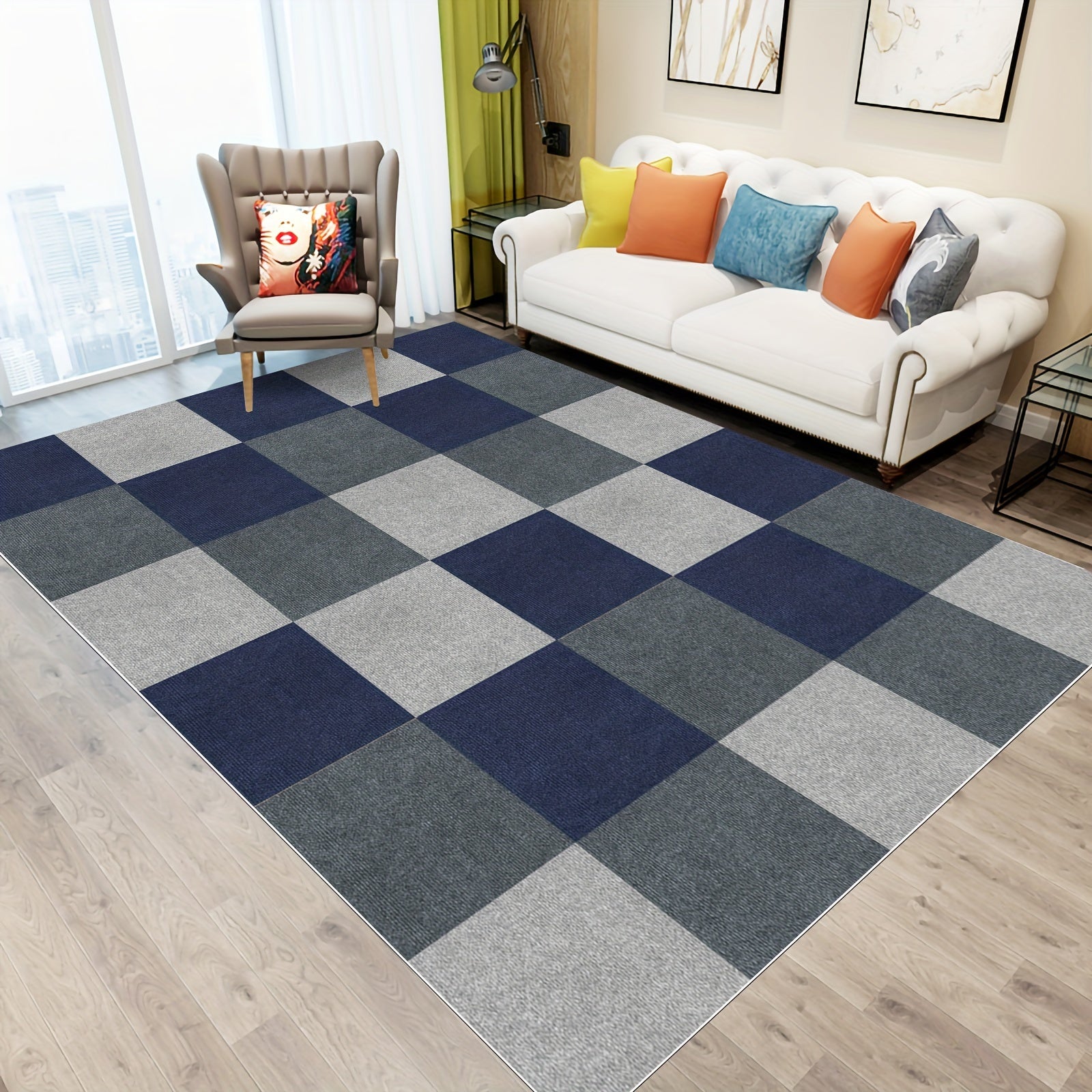 Anti-slip Square Carpet Sticker 30pcs Self-adhesive Floor Tile Stain Resistant