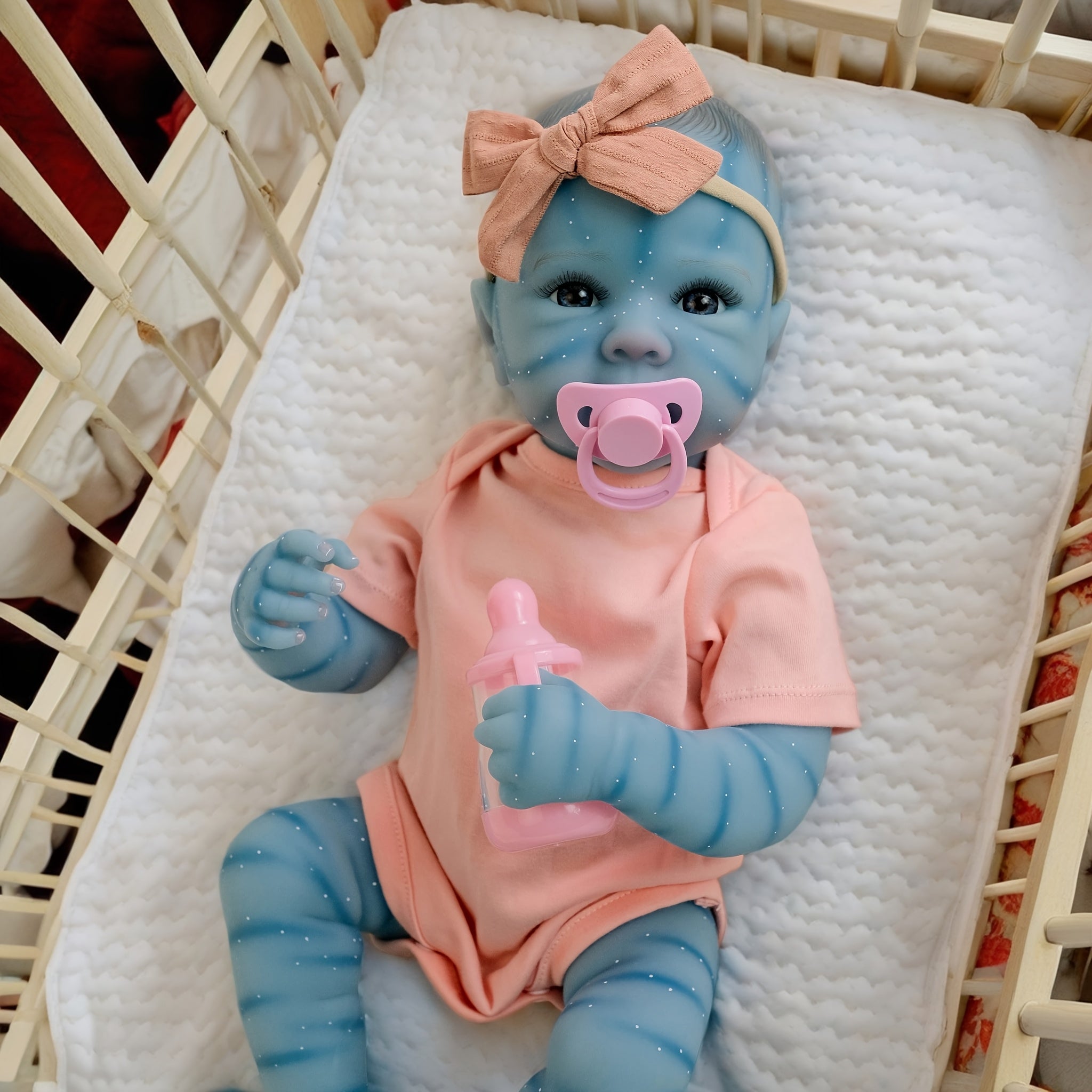 Realistic Vinyl Open Eyed Orange Bow Dress Bettie Reborn Doll