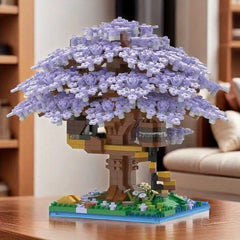 1105pcs Sakura Landscape Trees Plants House Building Blocks Set