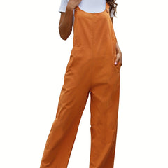 Solid Sleeveless Jumpsuit Wide Leg Cami Jumpsuit Women's Clothing