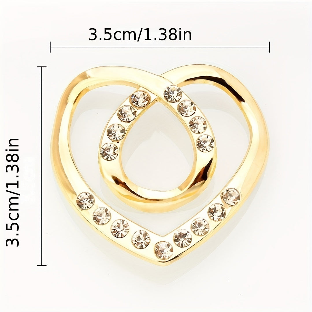 Crystal Rhinestone Heart Scarf Clip Buckle Shawl T Shirt Jewelry