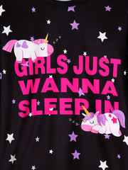 Girls Lounge Wear Long Sleeve Top & Pants 2 Piece Set Star Unicorn Print Pajamas