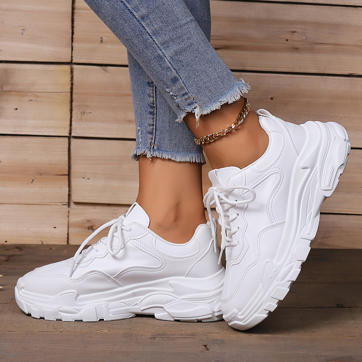 Comfortable Casual Women's Skateboard Shoes Non slip Chunky Sneakers