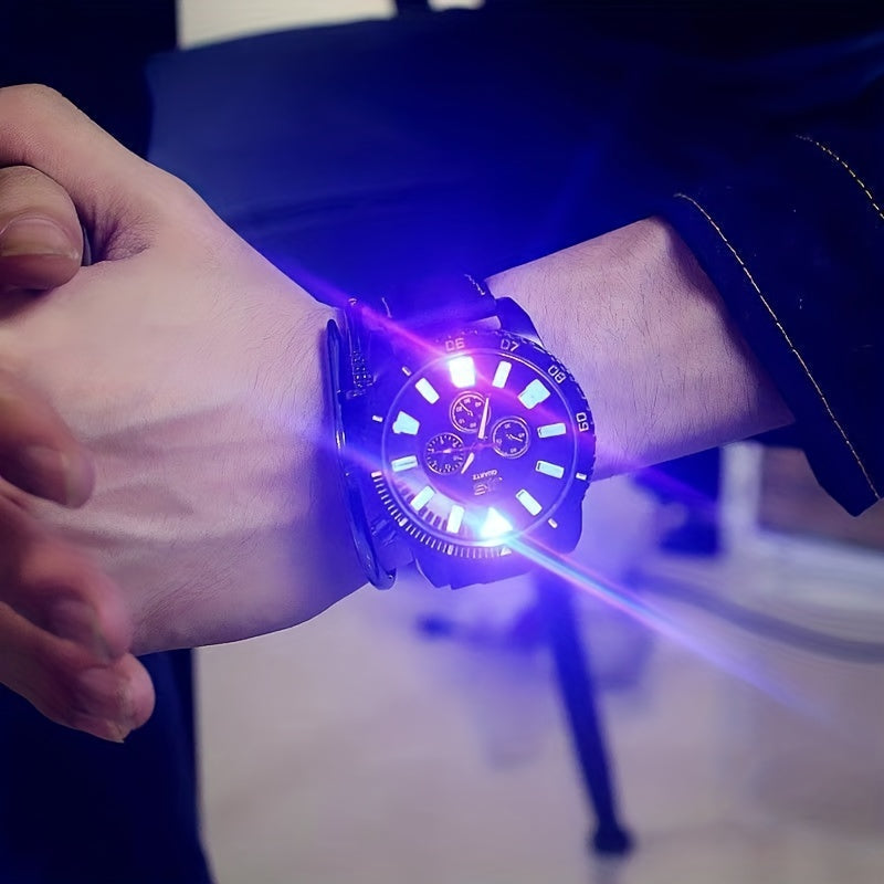 LED Glow Men's Watch Large Dial Pointer Wristwatch