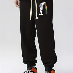 Funny Sheet Ghost Vomiting Rainbow Print Drawstring Sweatpants Loose Fit Pants