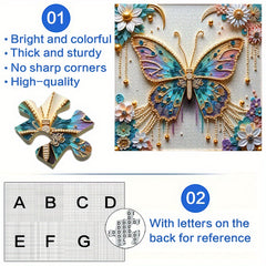 1000pcs Pearl Butterfly Jigsaw Puzzle with Flowers Golden A