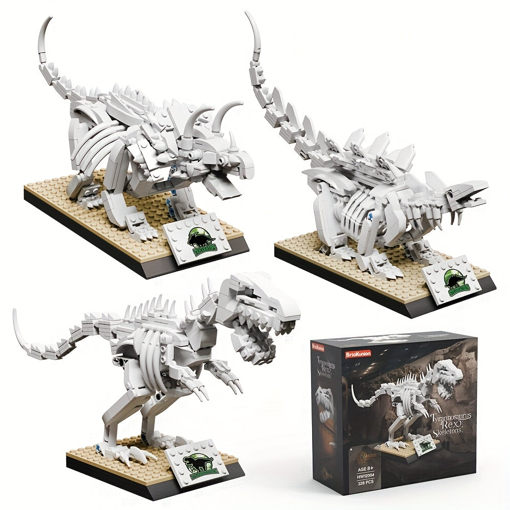 300 pcs Dinosaur Building Blocks Triceratops Stegosaur Tyrannosaurus Rex Fossils